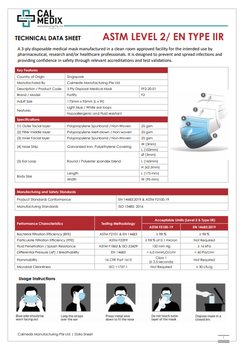 CalMedix Manufacturing Technical Data Sheet F2